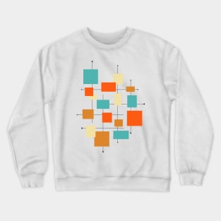 Turquoise Orange Squares Mid Century Modern Crewneck Sweatshirt